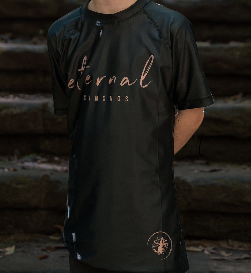 Kids BLACK short sleeve rashguard